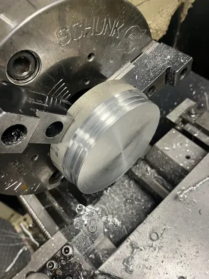 Facing a billet in the chuck